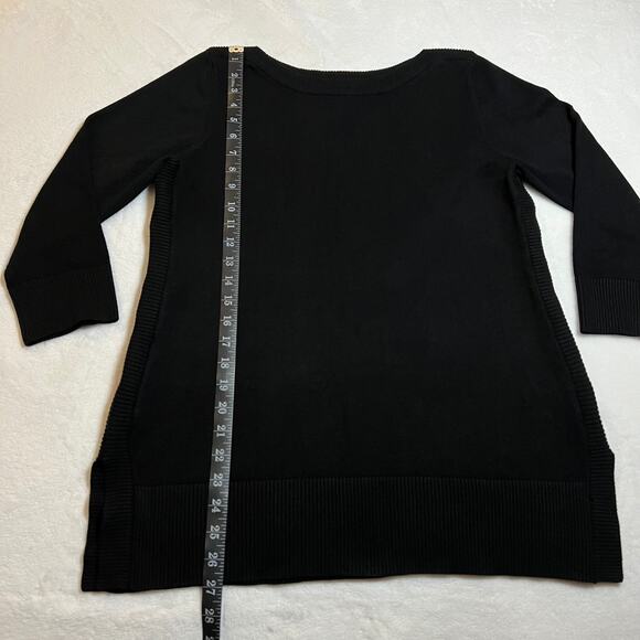 Adrienne Vittadini Boat Neck Split Hem Tunic Knit Sweater Size Medium Neutral - Picture 9 of 9